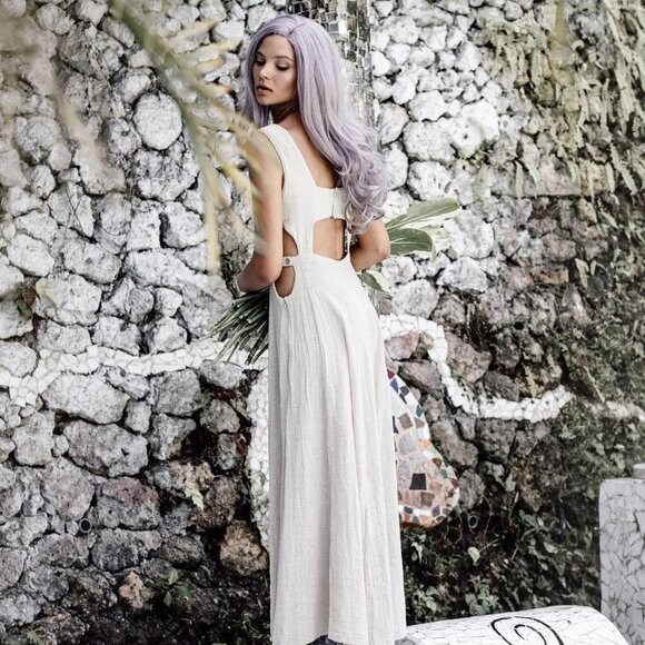 Aya Sacred Wear Long Boho Simple Cut-Out Cotton Dress - XS - Picture 1 of 7